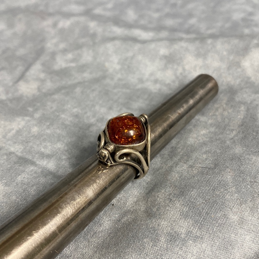 Sterling and Amber Fidget Ring